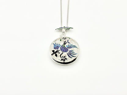 Hollow Blue Dancing Bird Pendant