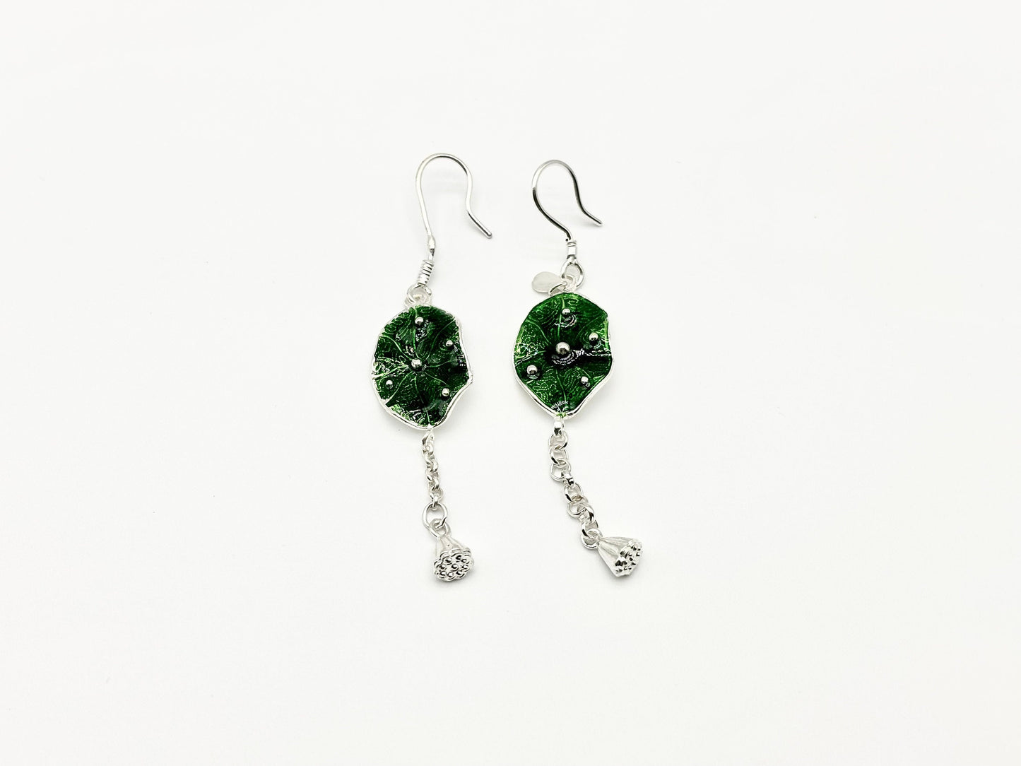 Mini Green Lotus Leaves Earrings