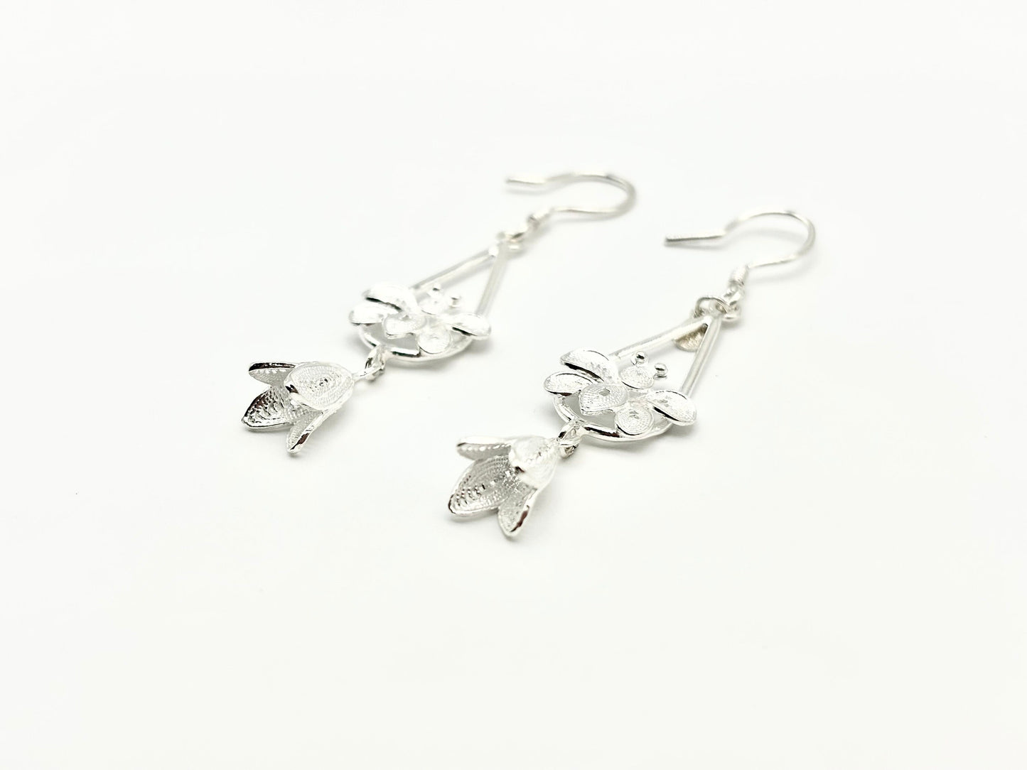 Flower in Drop Shape Earrings