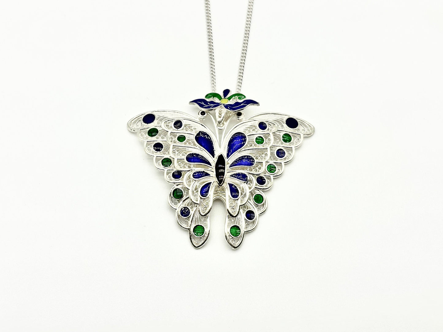 Enameled Butterfly Pendant