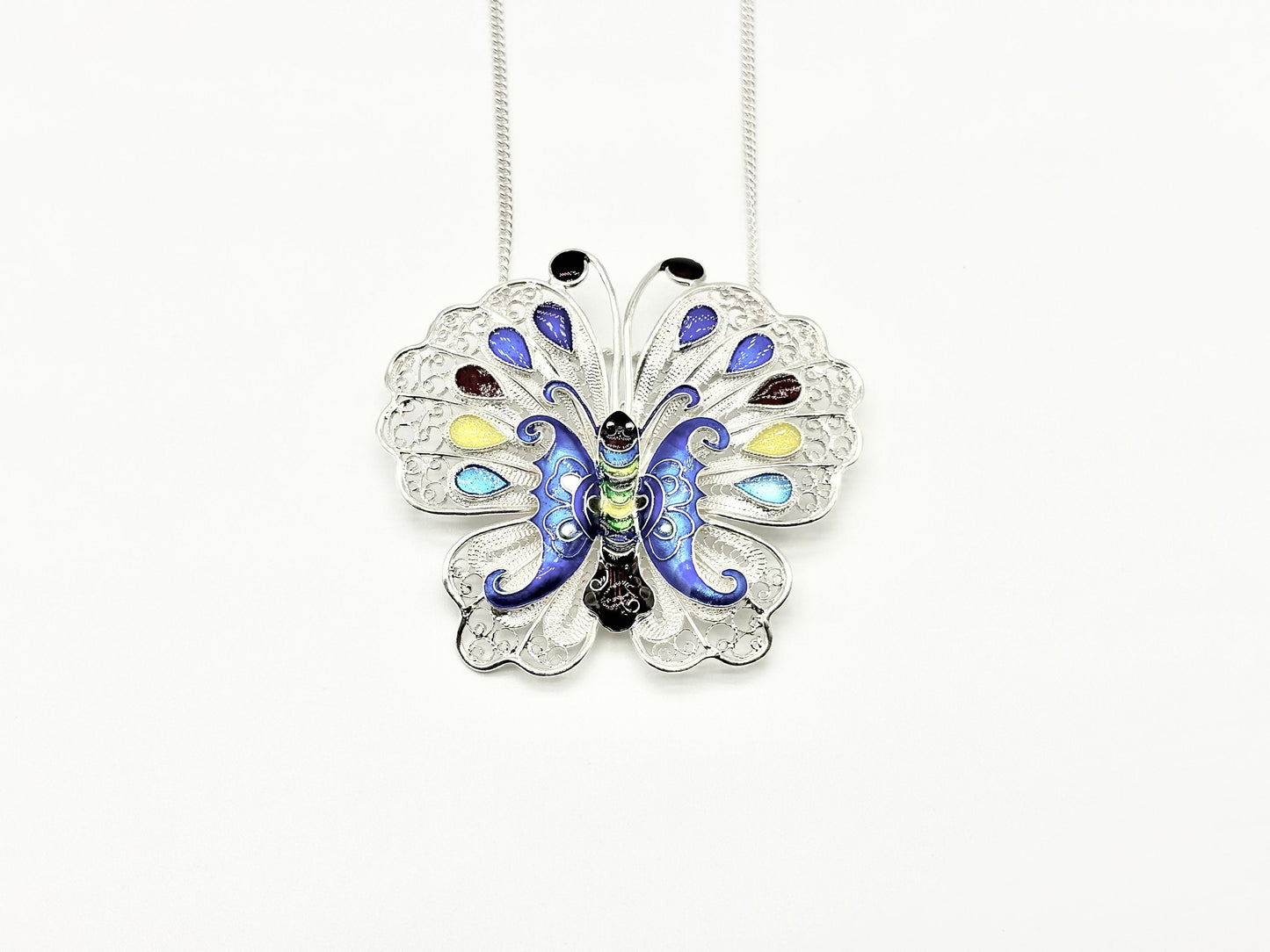 Hollow Colorful Enameled Butterfly Pendant