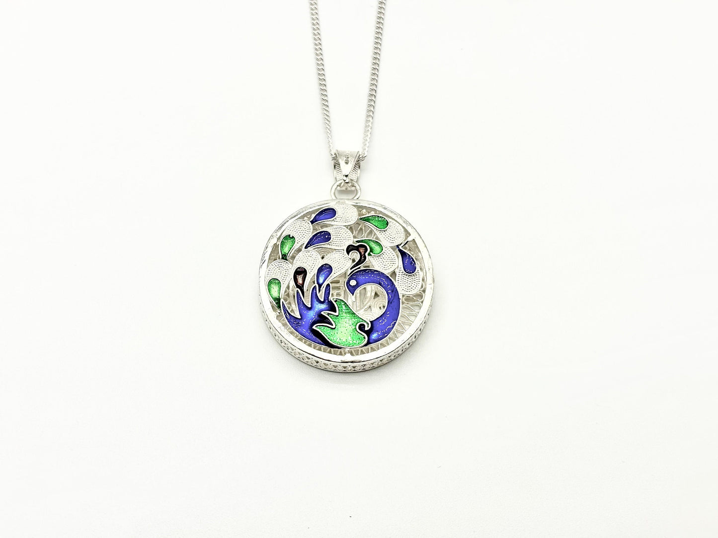 Round Hollow Colorful Bird Pendant