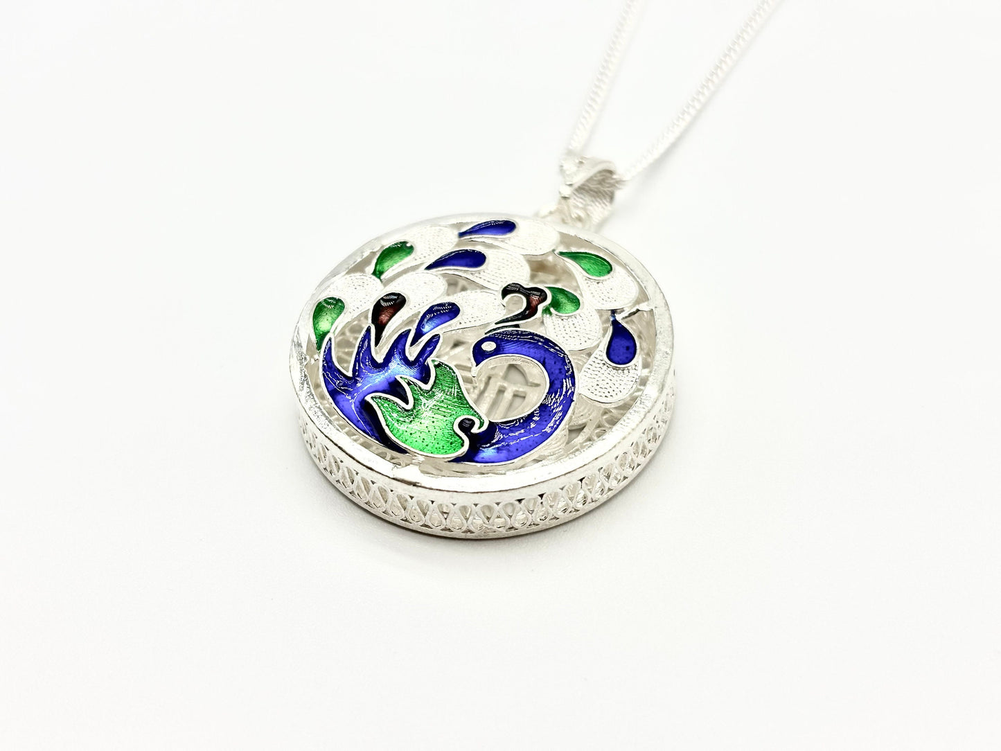 Round Hollow Colorful Bird Pendant