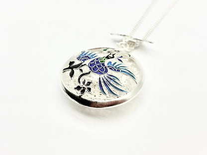 Hollow Blue Dancing Bird Pendant