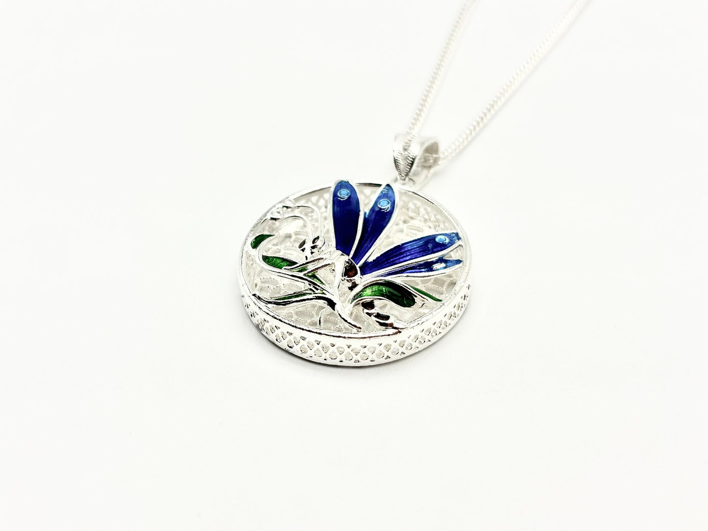 Hollow Blue Dragonfly Pendant