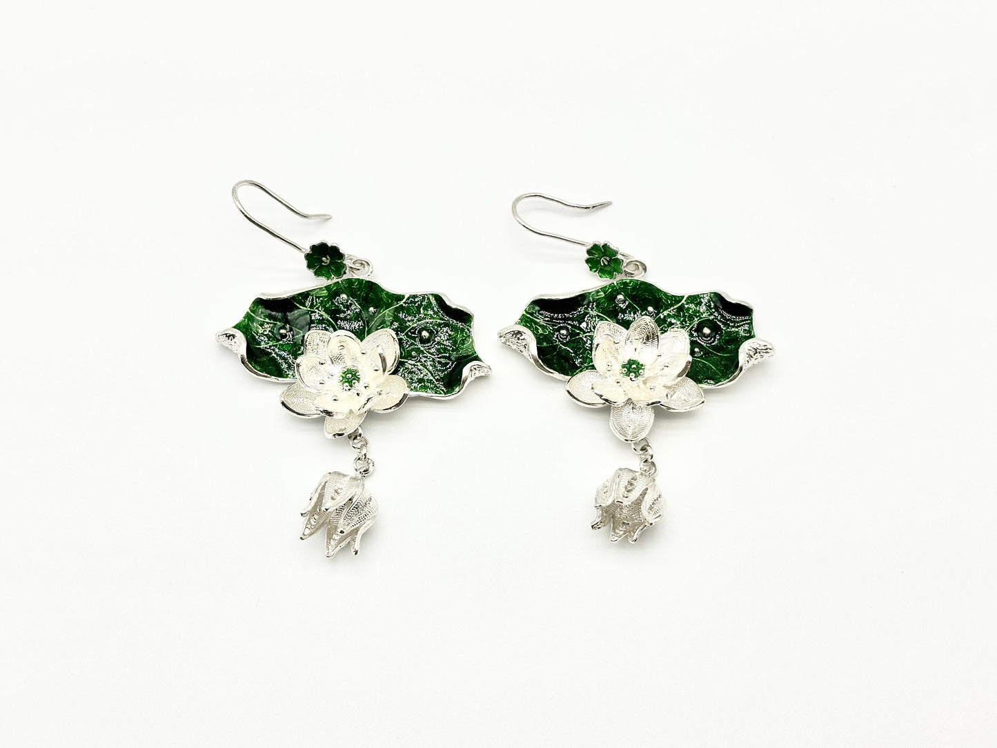 Green Lotus Leaves Earrings