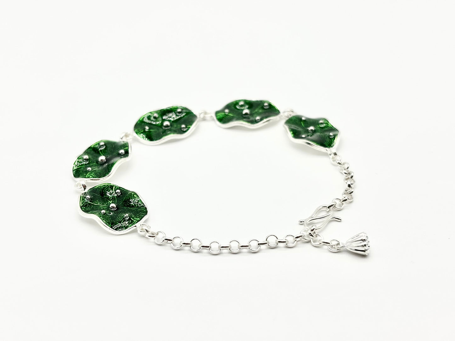 Enamel Lotus Leaf Bracelet