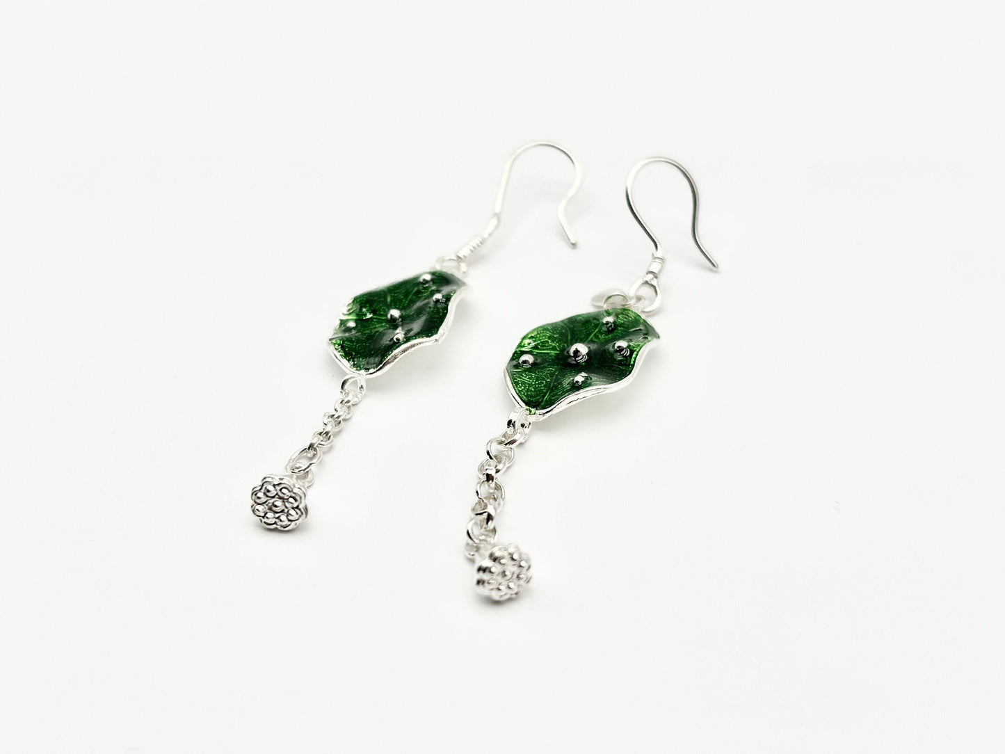 Mini Green Lotus Leaves Earrings