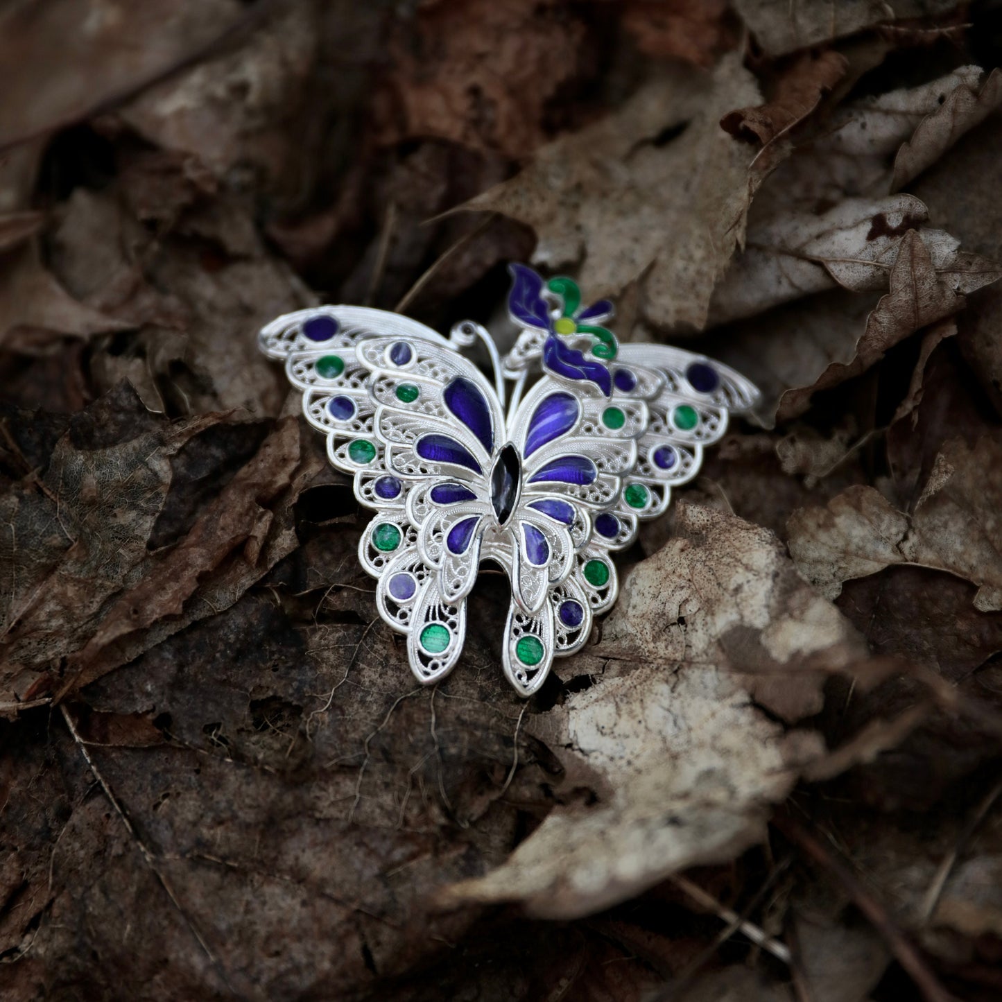 Enameled Butterfly Pendant