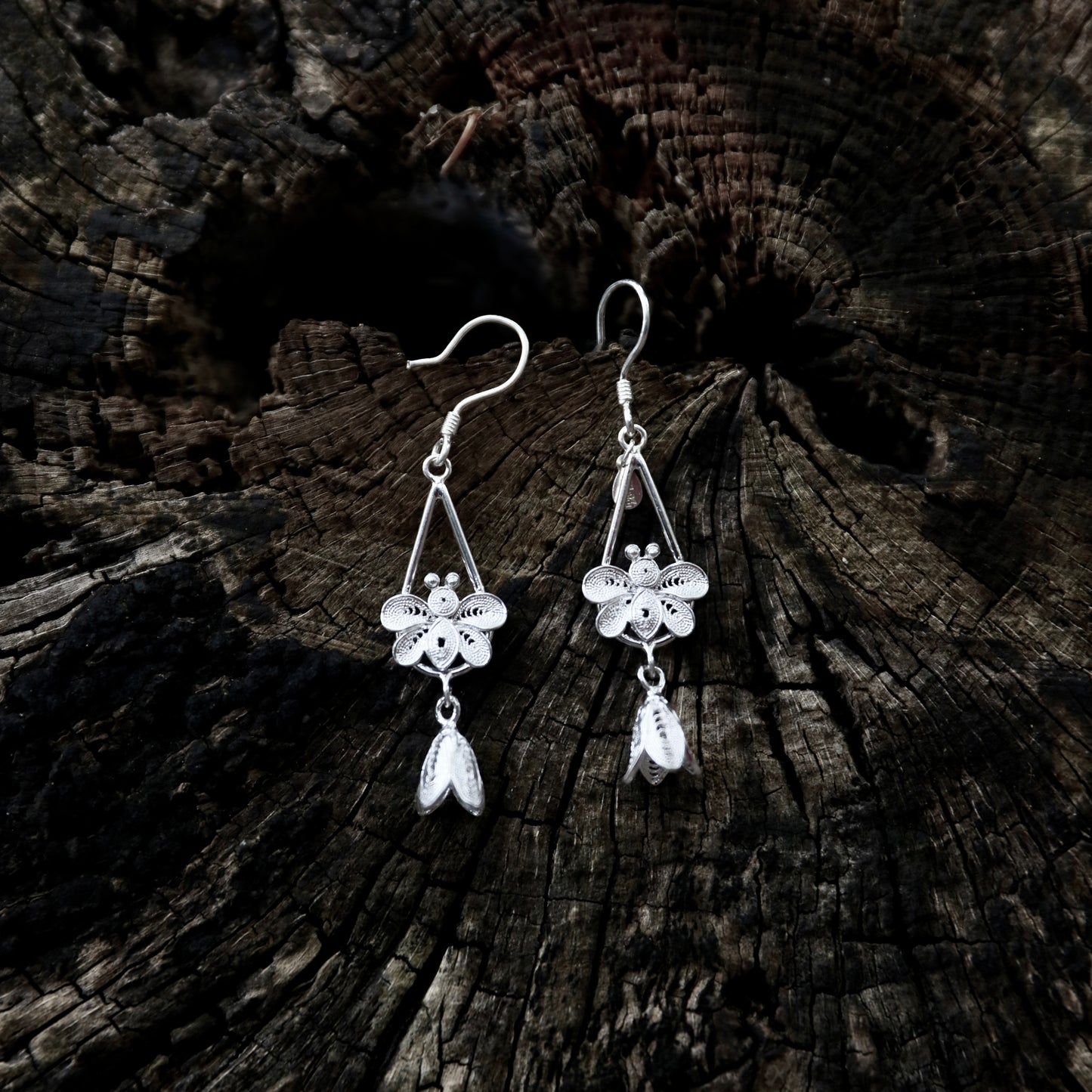 Flower in Drop Shape Earrings