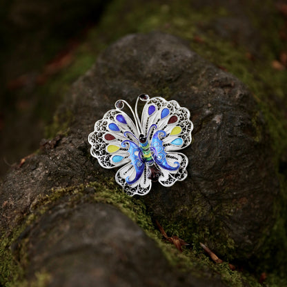 Hollow Colorful Enameled Butterfly Pendant