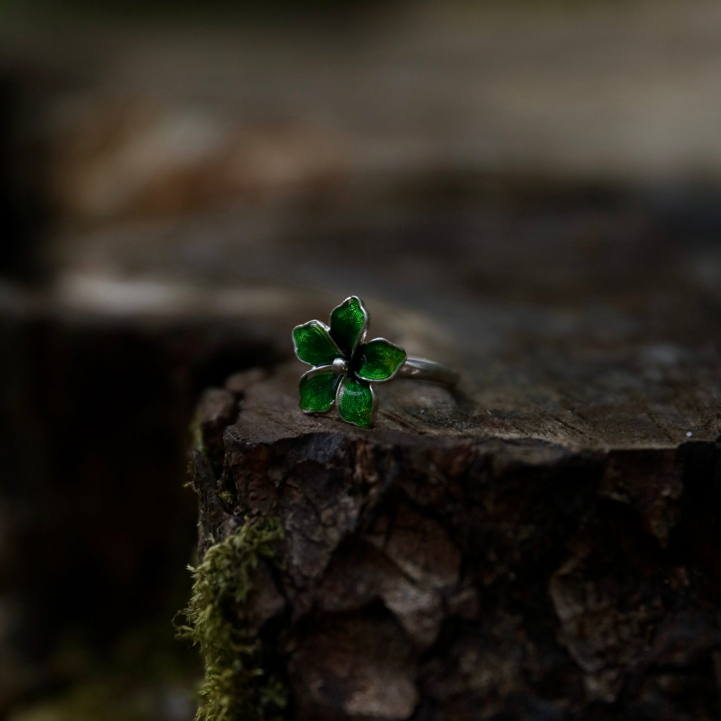 Green Cherry Blossom Ring