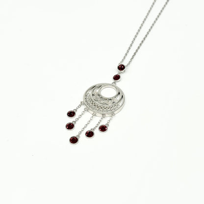 Ruby Crescent Pendant Necklace