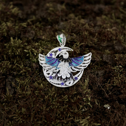 Blue eagle and Moon Pendant