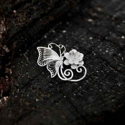 Butterfly with Flower Brooch