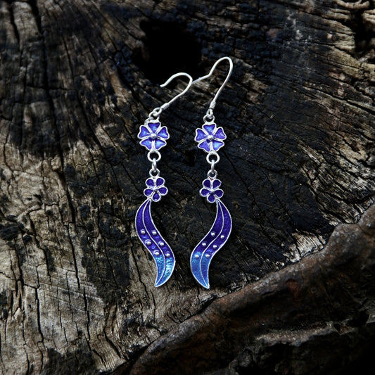 Unique Blue Flowers Earrings