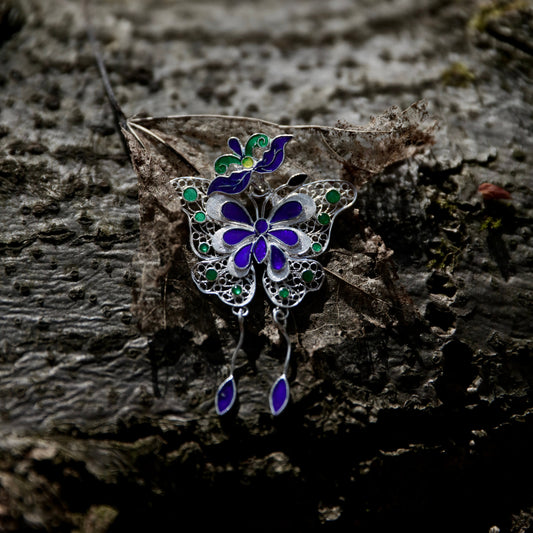 Blue Dancing Butterfly Pendant